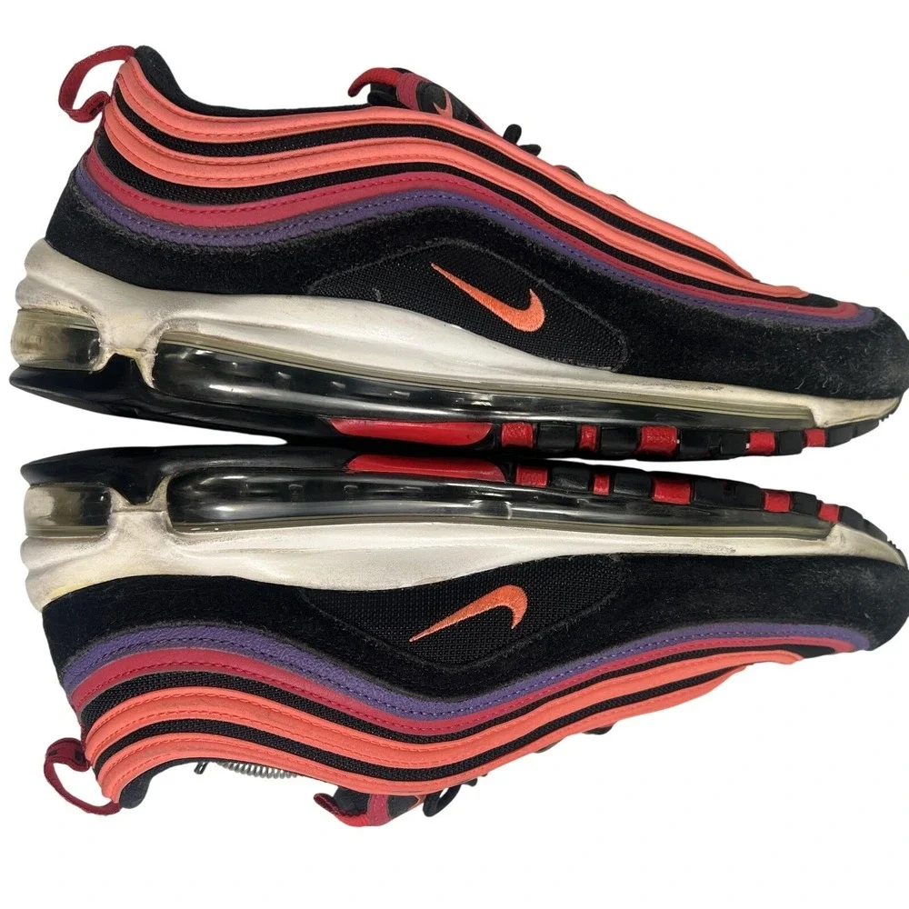 Nike Air Max 97 Sunset Mens Size 9.5 Black Red Purple Sneakers DJ5137-001‎
